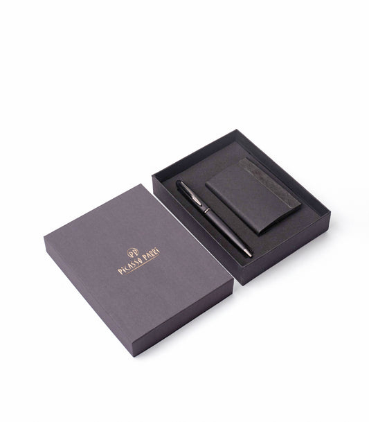 Picasso Parri Majestic 2 In 1 Black Matte Ball Pen And Card Holder Set